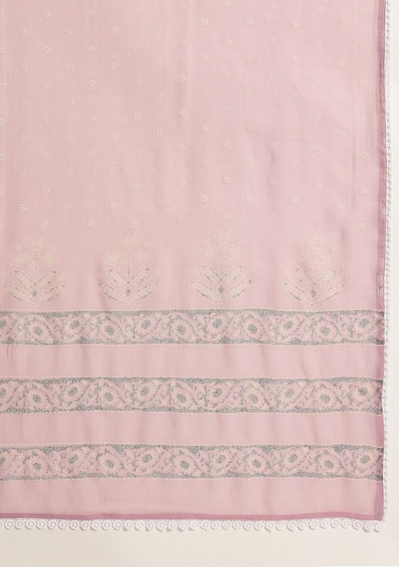 Purple Printed Viscose Kurta Set - Indya