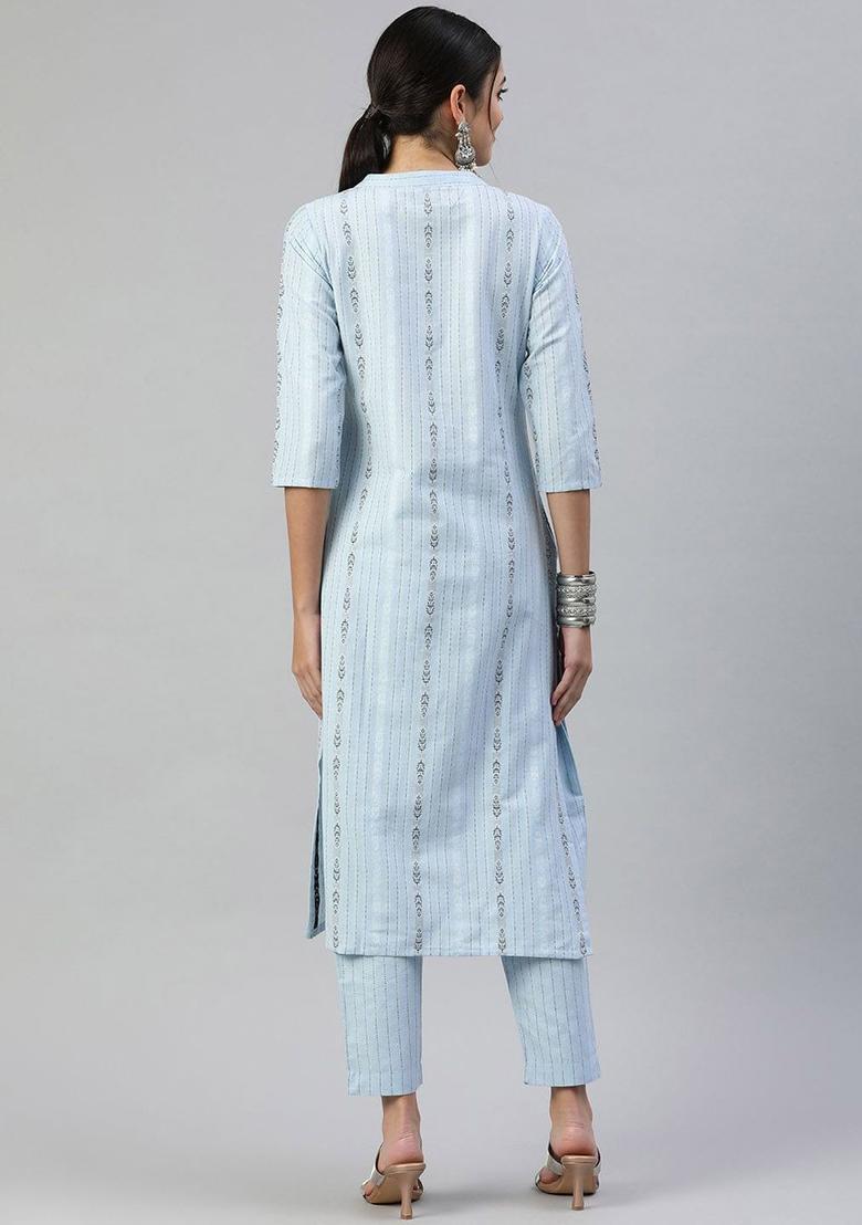 Pink Printed Cotton Kurta Set - Indya