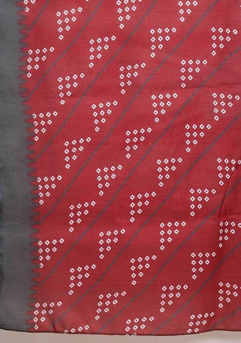 Grey Printed Cotton Kurta Set - Indya