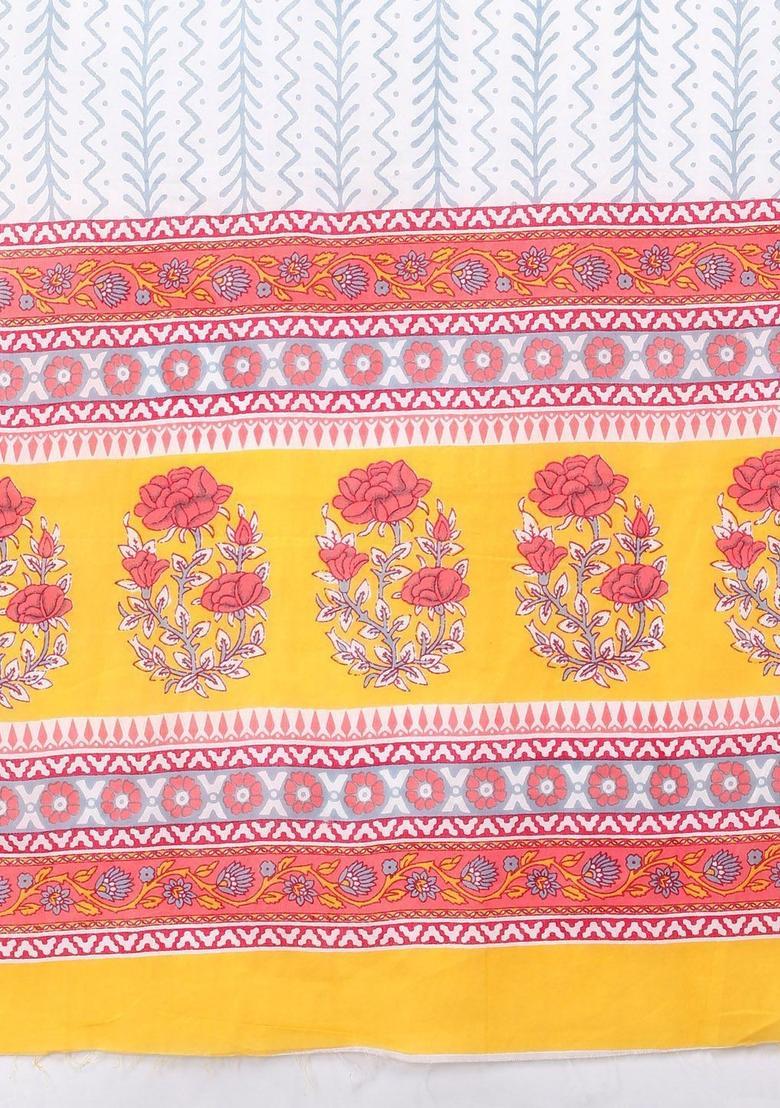 Mustard Printed Polyester Kurta Set - Indya