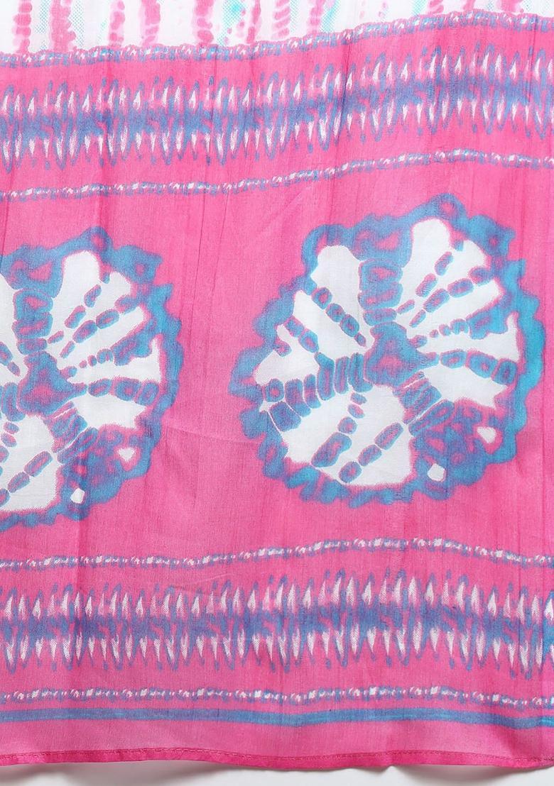 Pink Printed Cotton Kurta Set - Indya