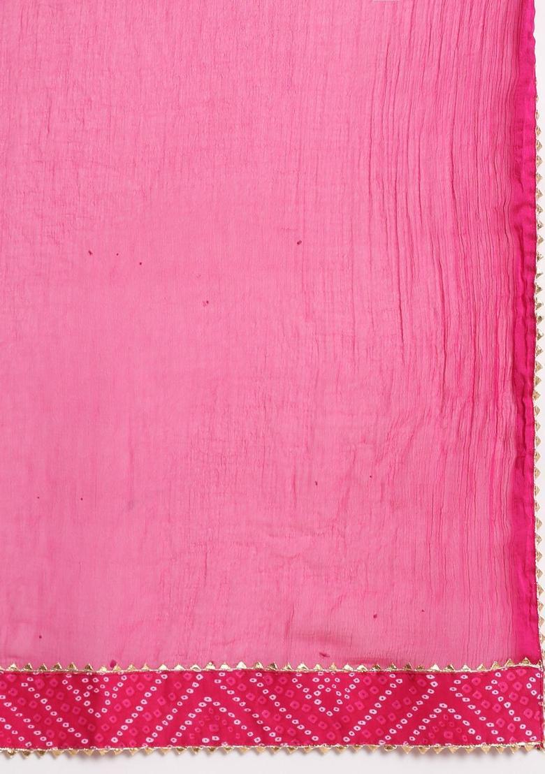 Pink Yoke Design Viscose Kurta Set - Indya