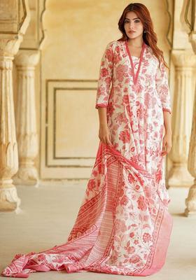 White Printed Cotton Kurta Set