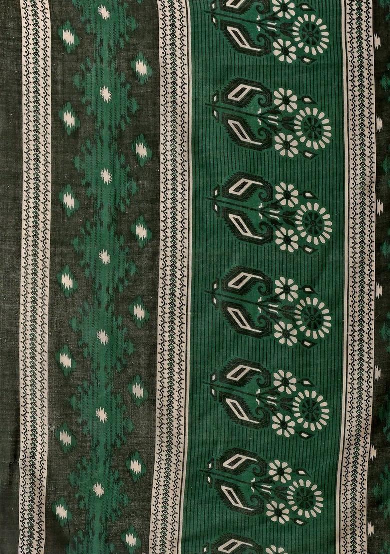 Green Printed Cotton Kurta Set - Indya