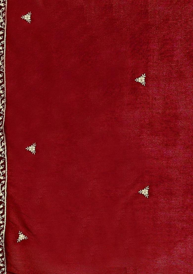 Maroon Embroidered Cotton Anarkali Set - Indya