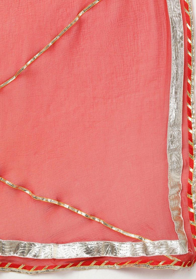 Rust Embroidered Polyester Kurta Set - Indya