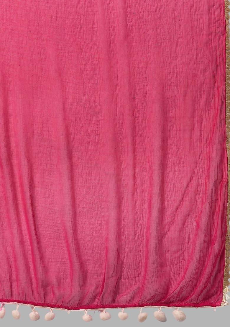 Pink Embroidered Georgette Kurta Set - Indya