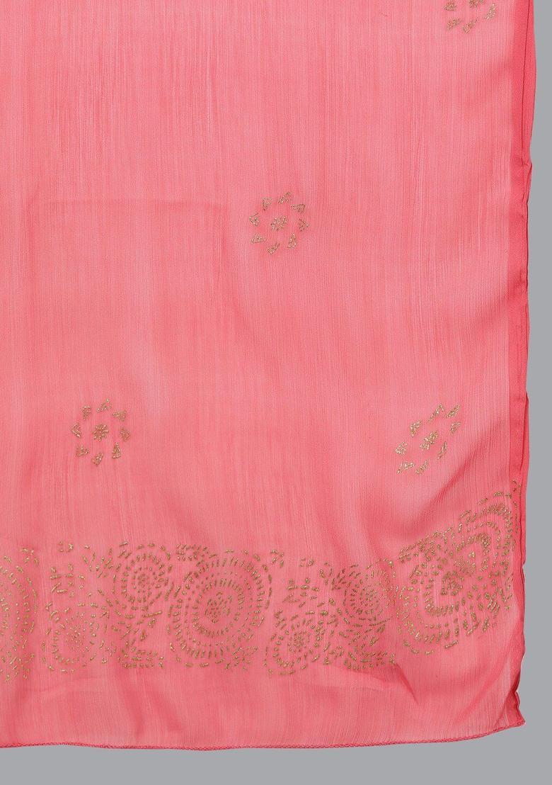 Peach Solid Silk Kurta Set - Indya