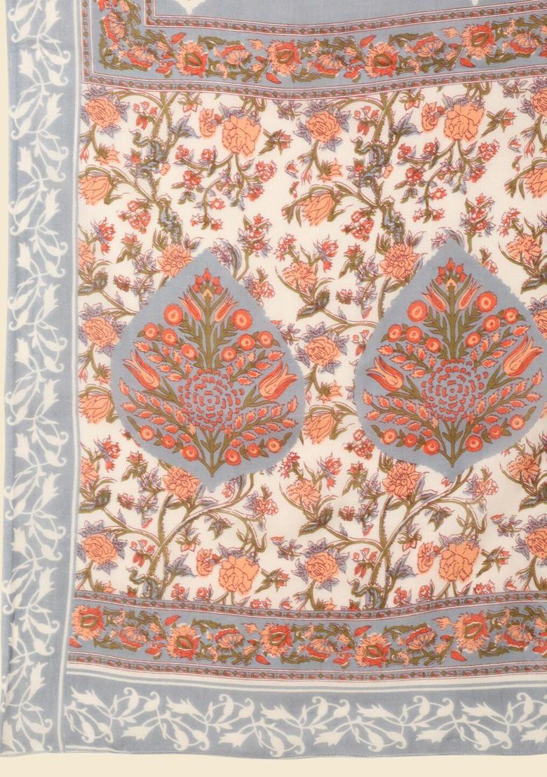 Grey Printed Cotton Kurta Set - Indya