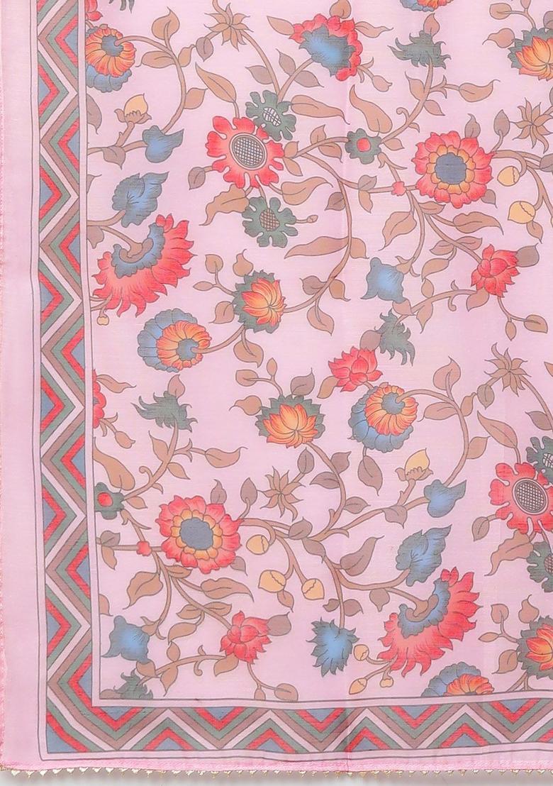 Pink Embroidered Cotton Kurta Set - Indya