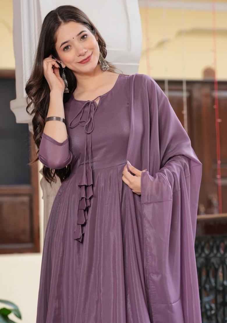 Purple  Georgette Kurta Set - Indya