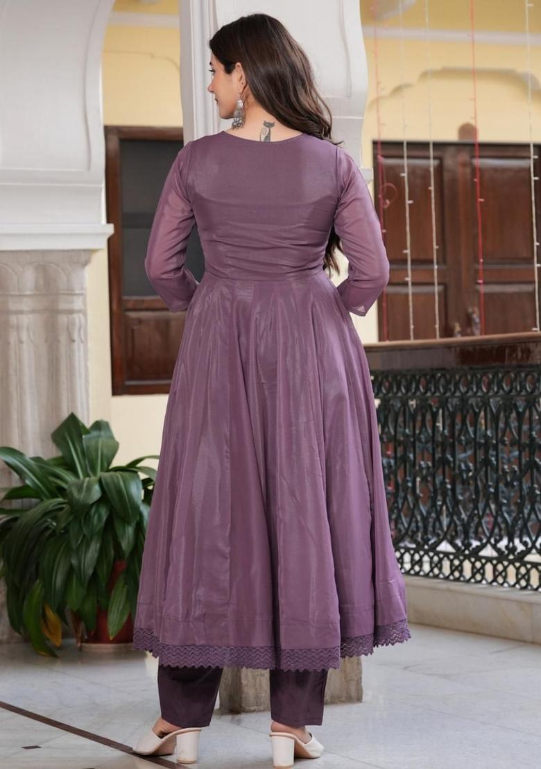 Purple  Georgette Kurta Set - Indya