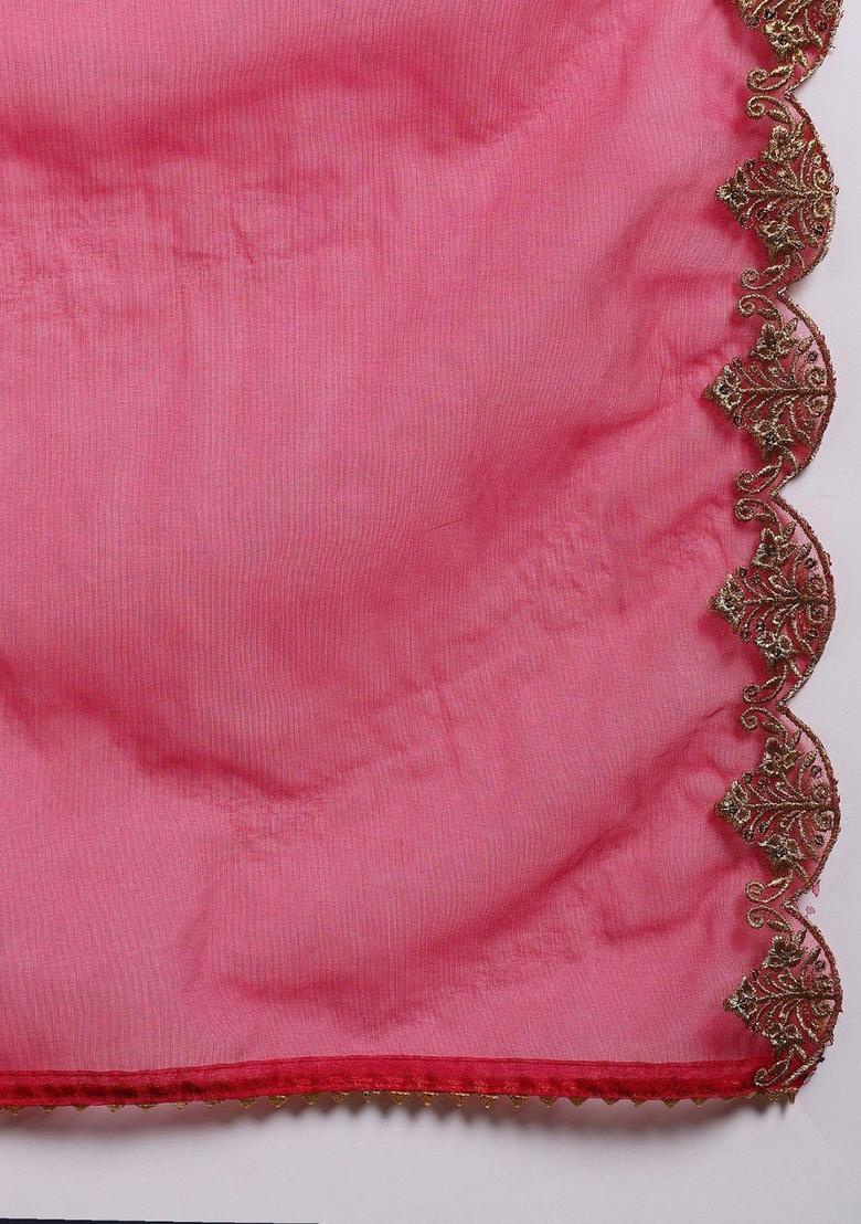 Pink Embroidered Silk Anarkali Set - Indya
