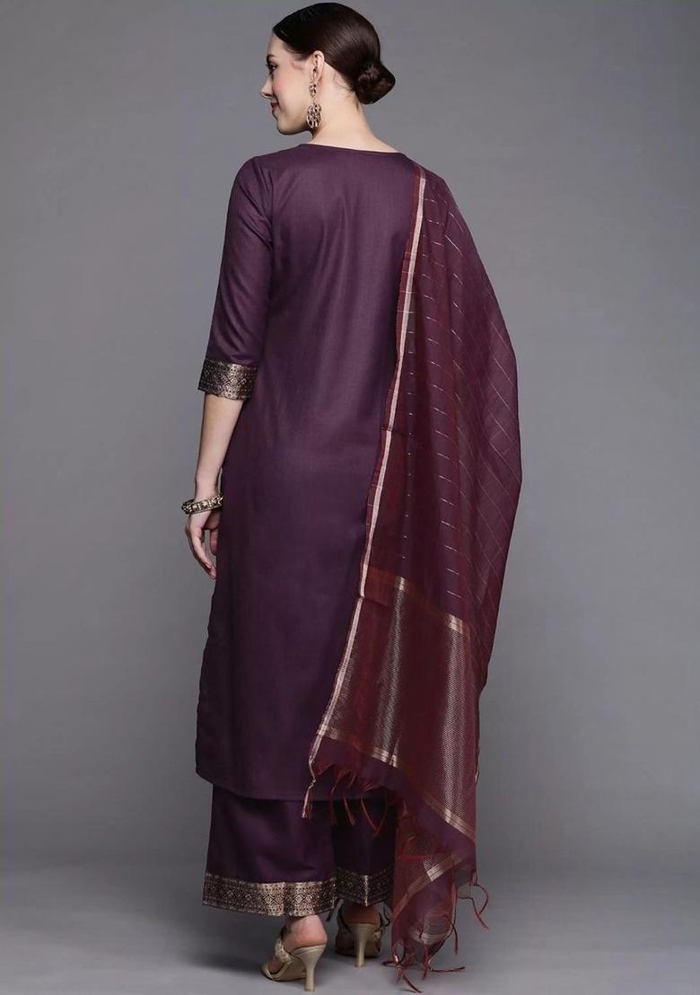 Purple  Viscose Kurta Set - Indya