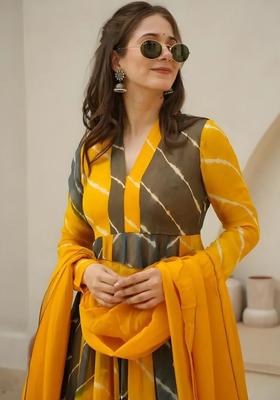 Multi Printed Georgette Kurta Set