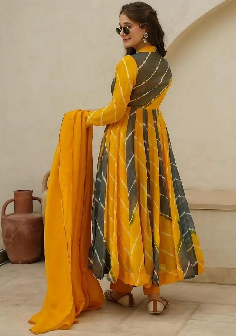 Multi Printed Georgette Kurta Set - Indya