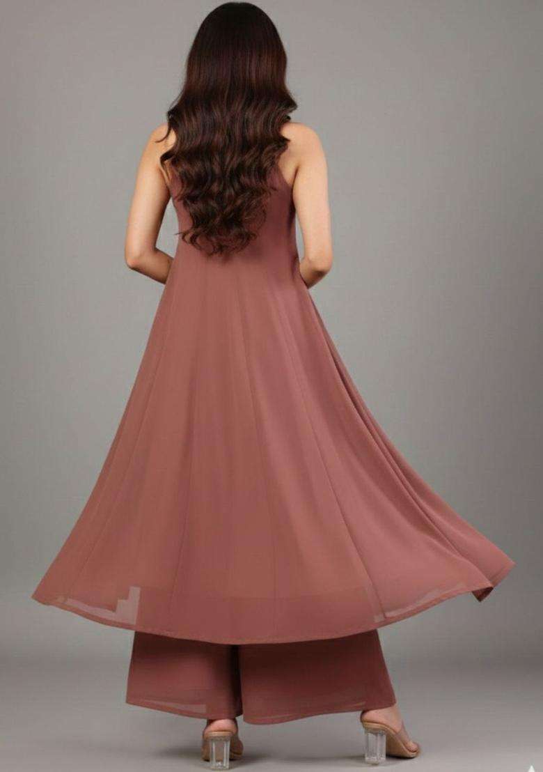 Rose Embroidered Silk Blend Kurta Set - Indya