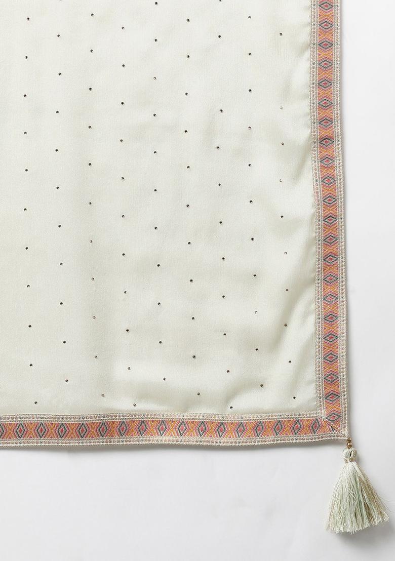 Green Embroidered Silk Kurta Set - Indya