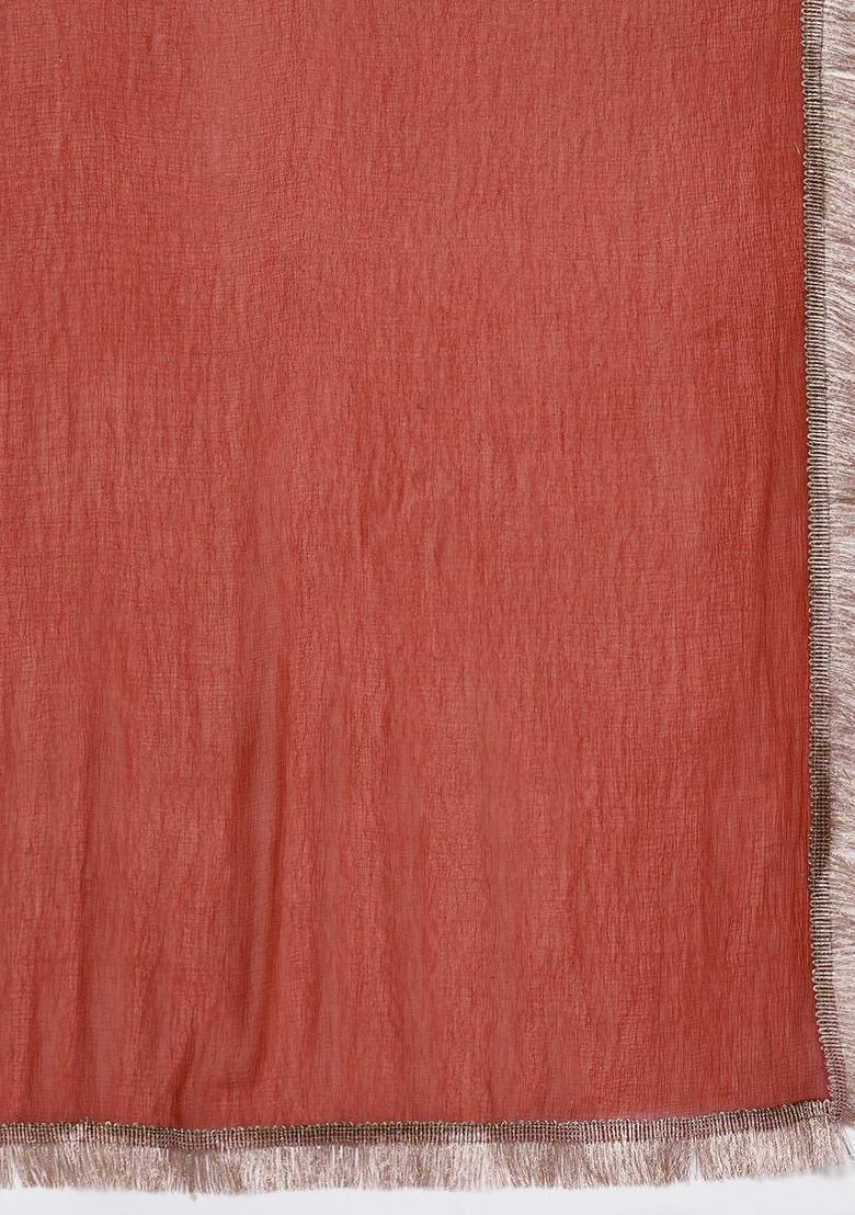 Rust Yoke Design Silk Kurta Set - Indya