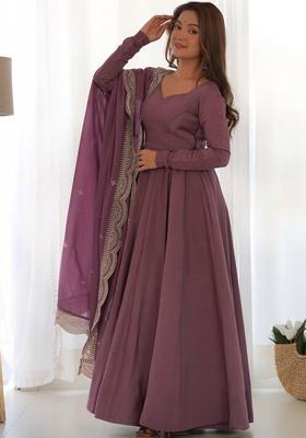 Lavender Solid Silk Kurta Set
