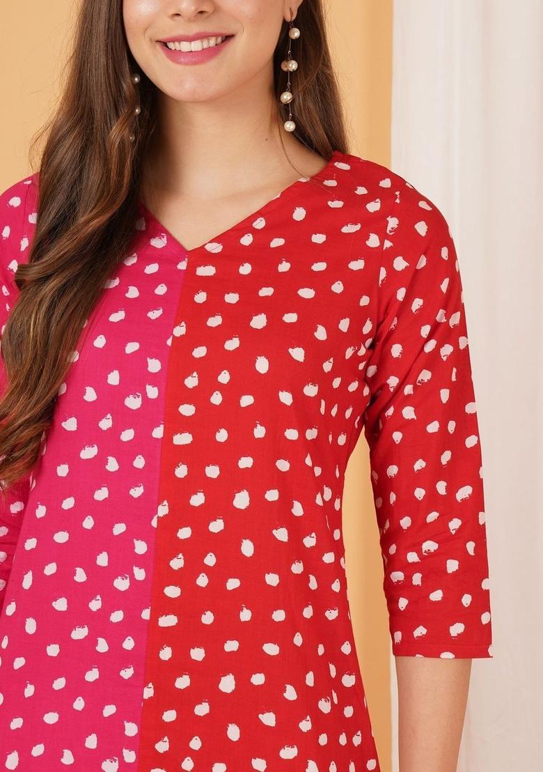 Multi Printed Cotton Kurta Set - Indya