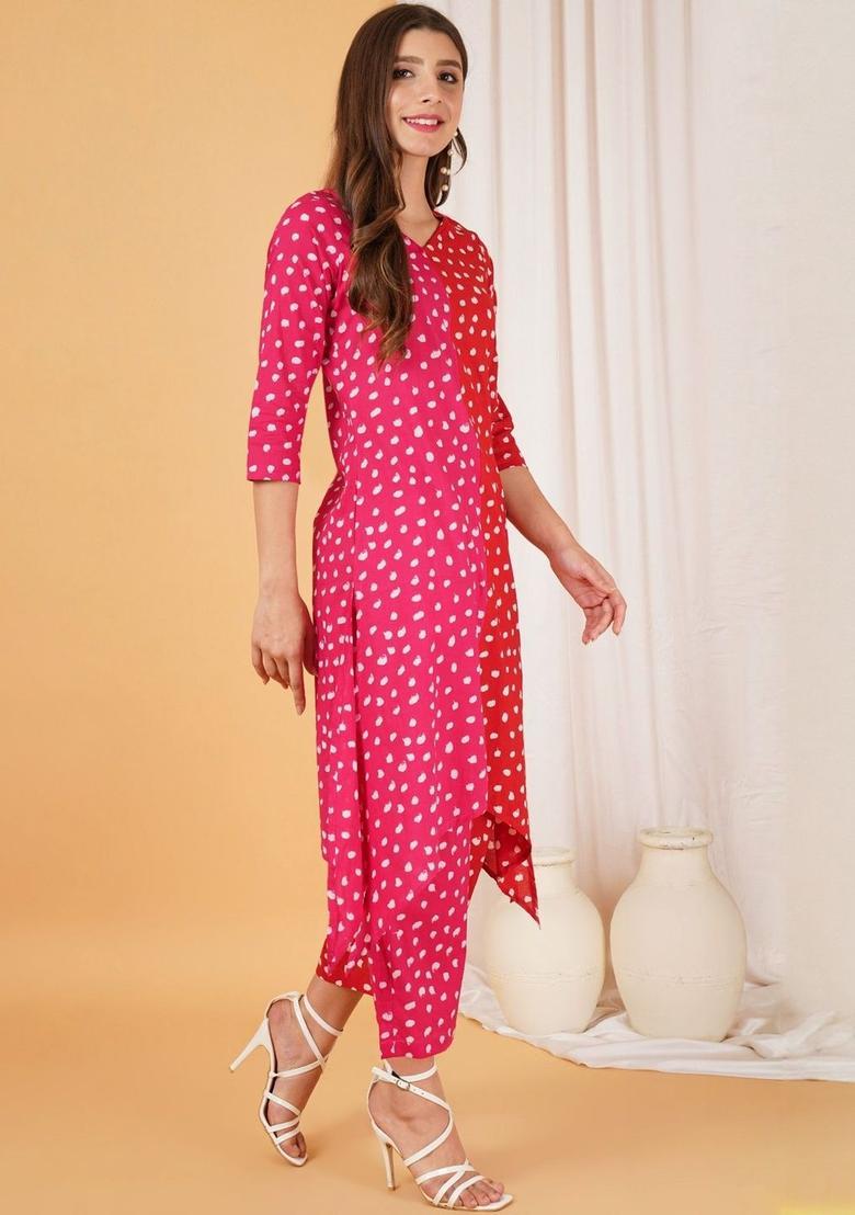 Multi Printed Cotton Kurta Set - Indya