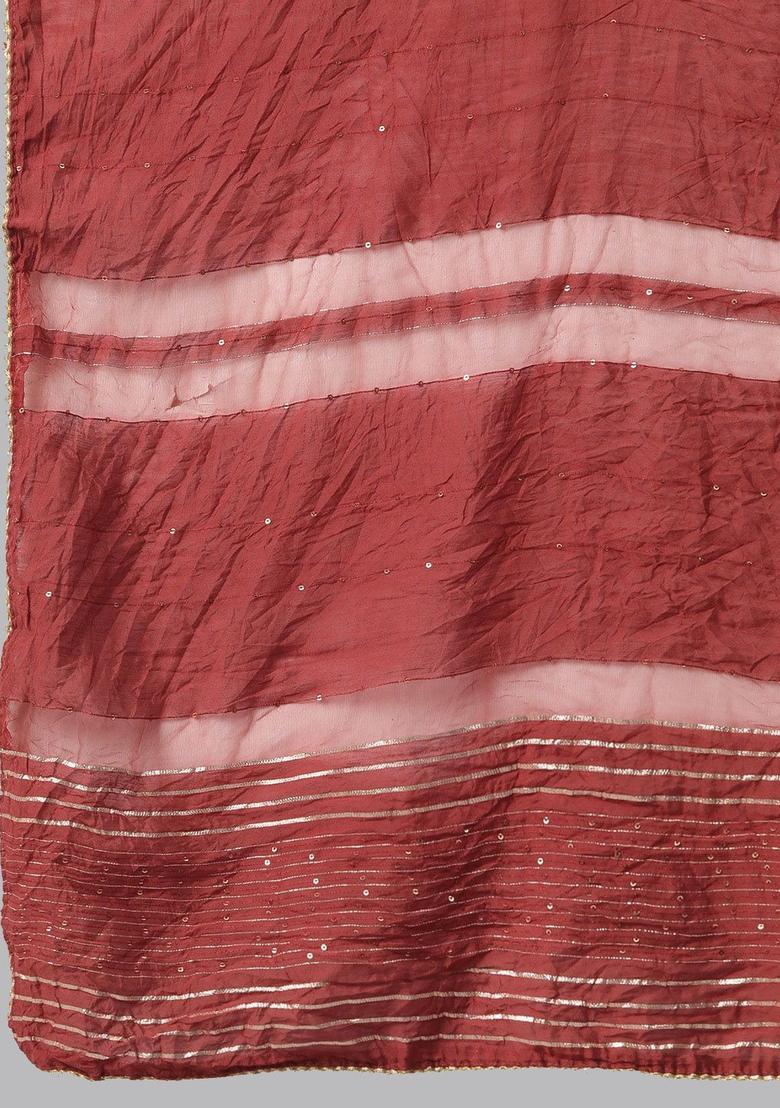 Peach Yoke Design Silk Kurta Set - Indya