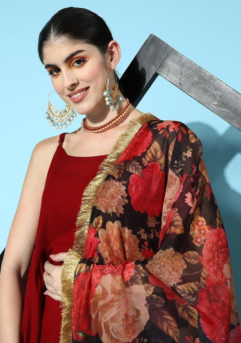 Maroon Solid Viscose Kurta Set - Indya