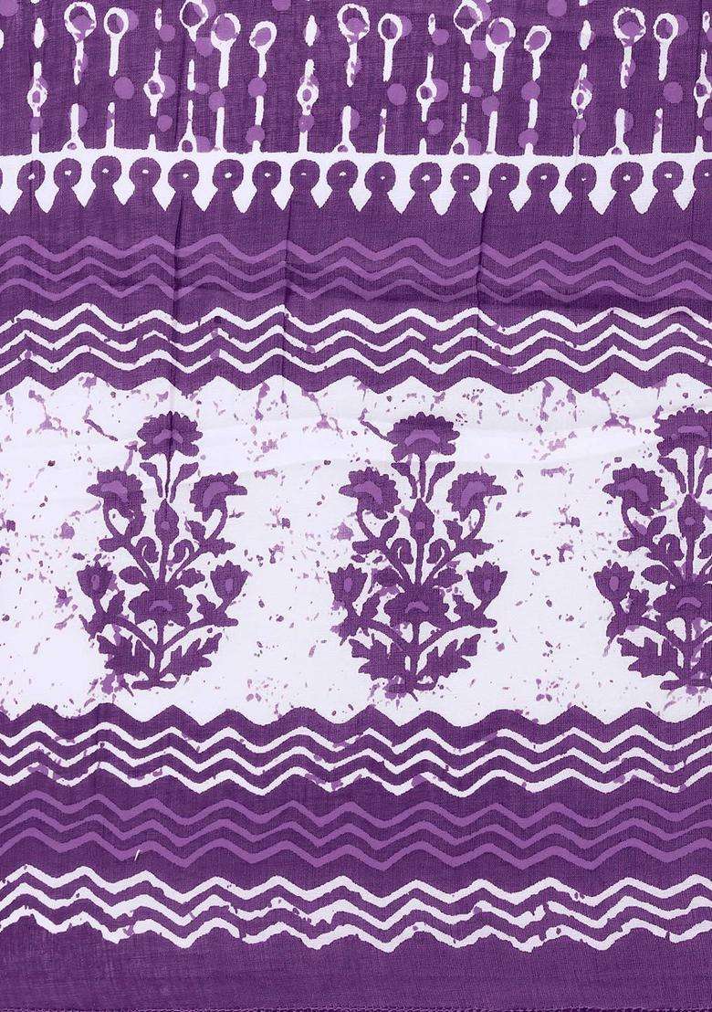 Purple Printed Cotton Kurta Set - Indya