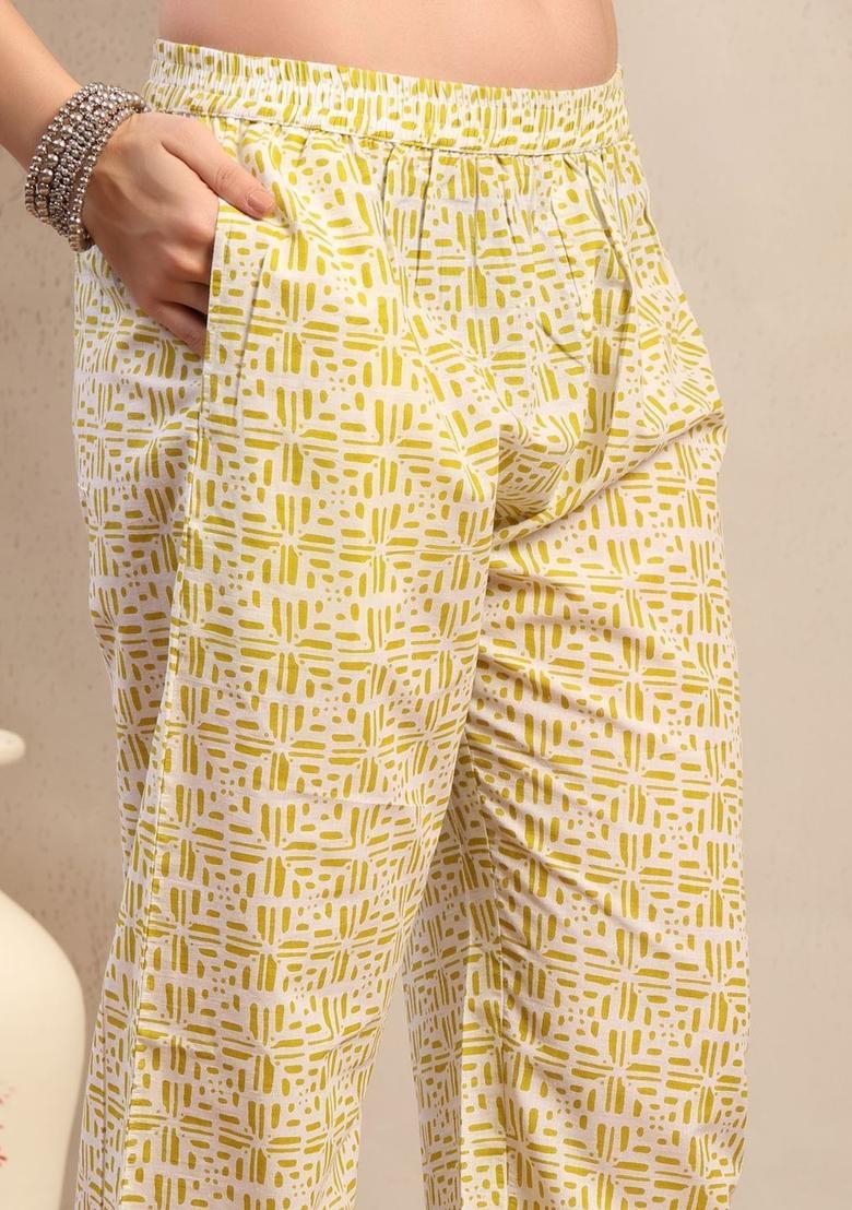 Lime Green Self Design Viscose Kurta Set - Indya