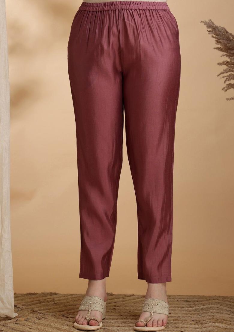 Maroon Solid Silk Kurta Set - Indya