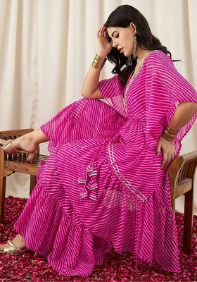 Pink Printed Georgette Kurta Set