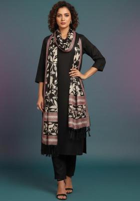 Black Solid Cotton Kurta Set