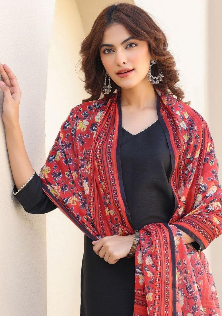 Black Solid Silk Kurta Set - Indya