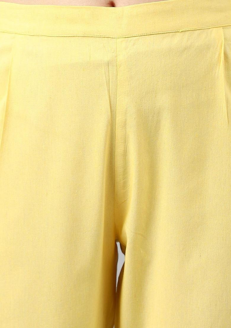 Yellow Striped Cotton Kurta Set - Indya