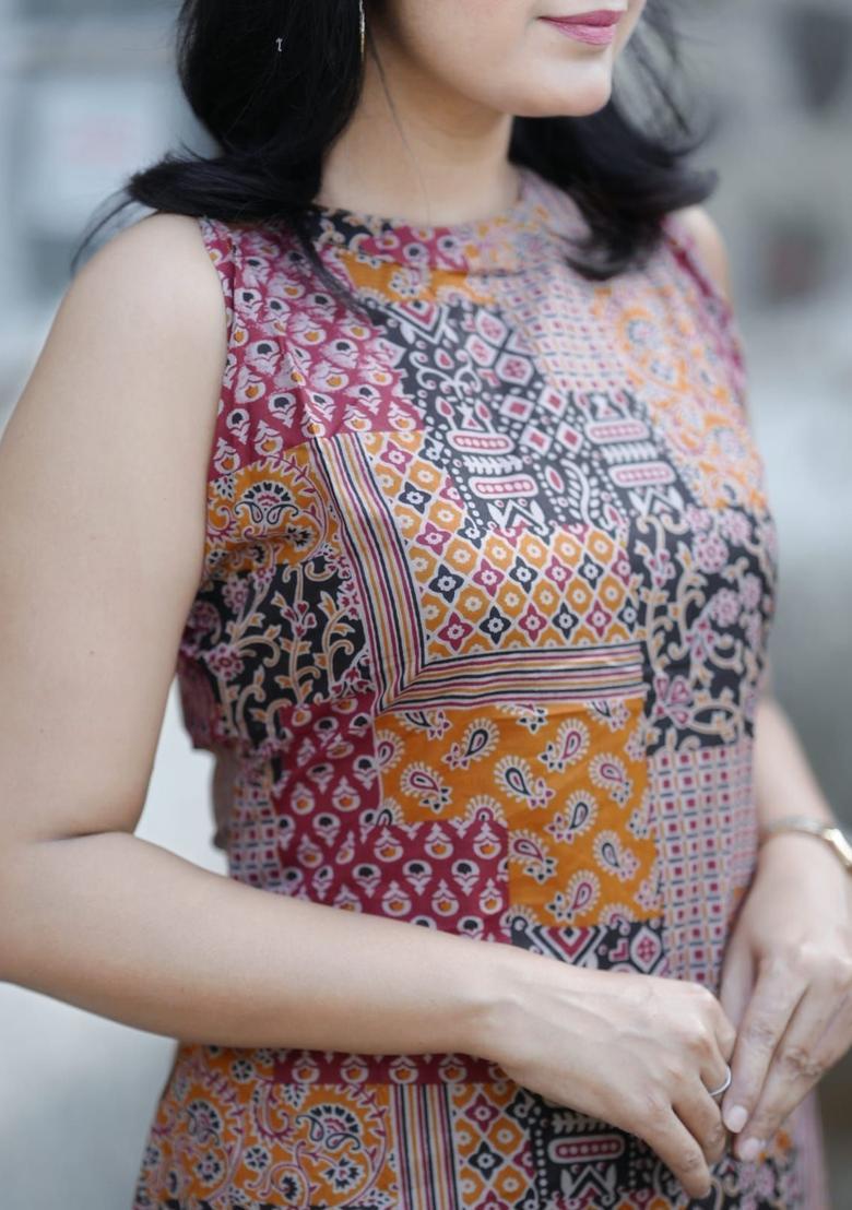 Brown Printed Viscose Kurta Set - Indya