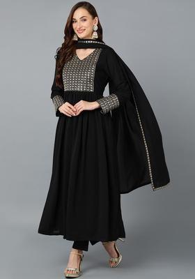 Black Yoke Design Georgette Kurta Set