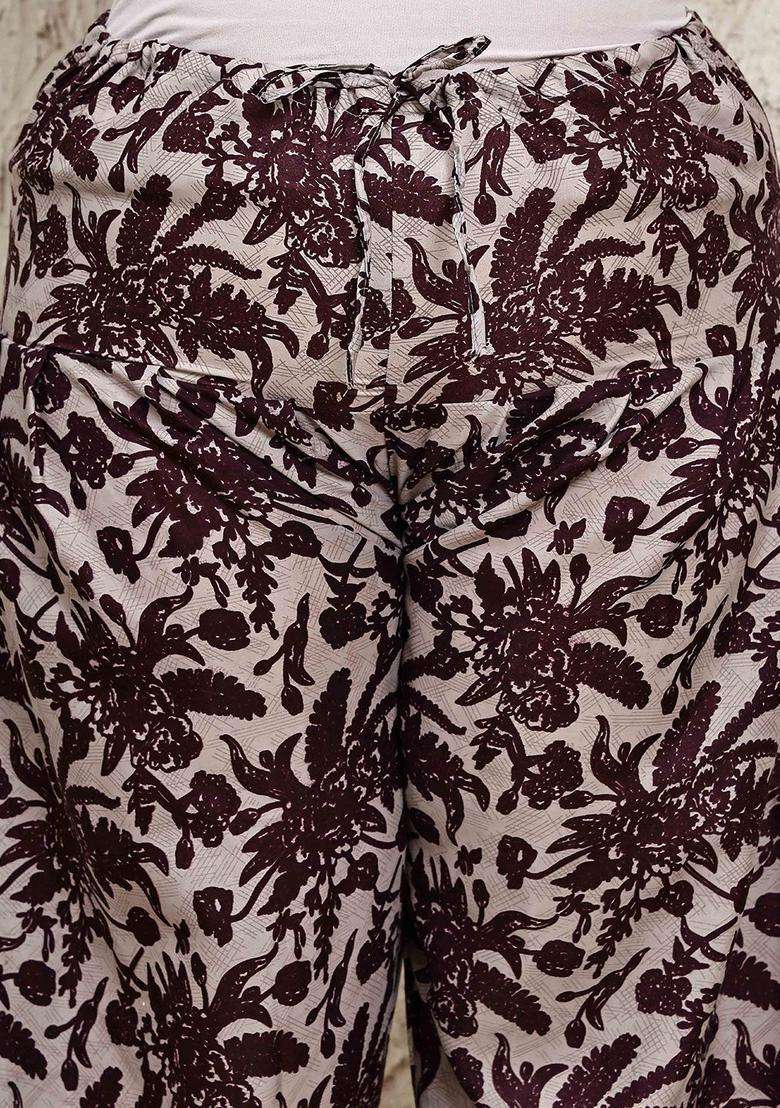 Maroon Printed Cotton Kurta Set - Indya