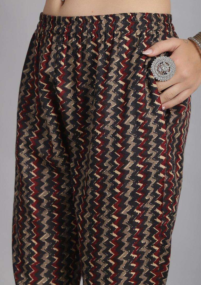 Grey Printed Cotton Kurta Set - Indya
