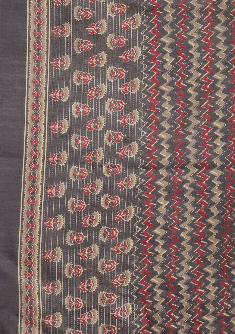 Grey Printed Cotton Kurta Set - Indya