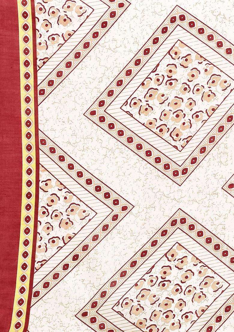 Maroon Printed Cotton Kurta Set - Indya