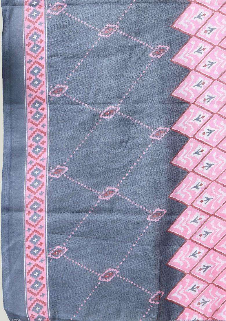 Grey Printed Cotton Kurta Set - Indya