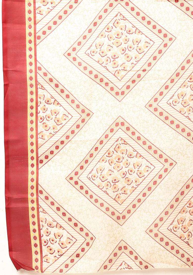 Maroon Printed Cotton Kurta Set - Indya