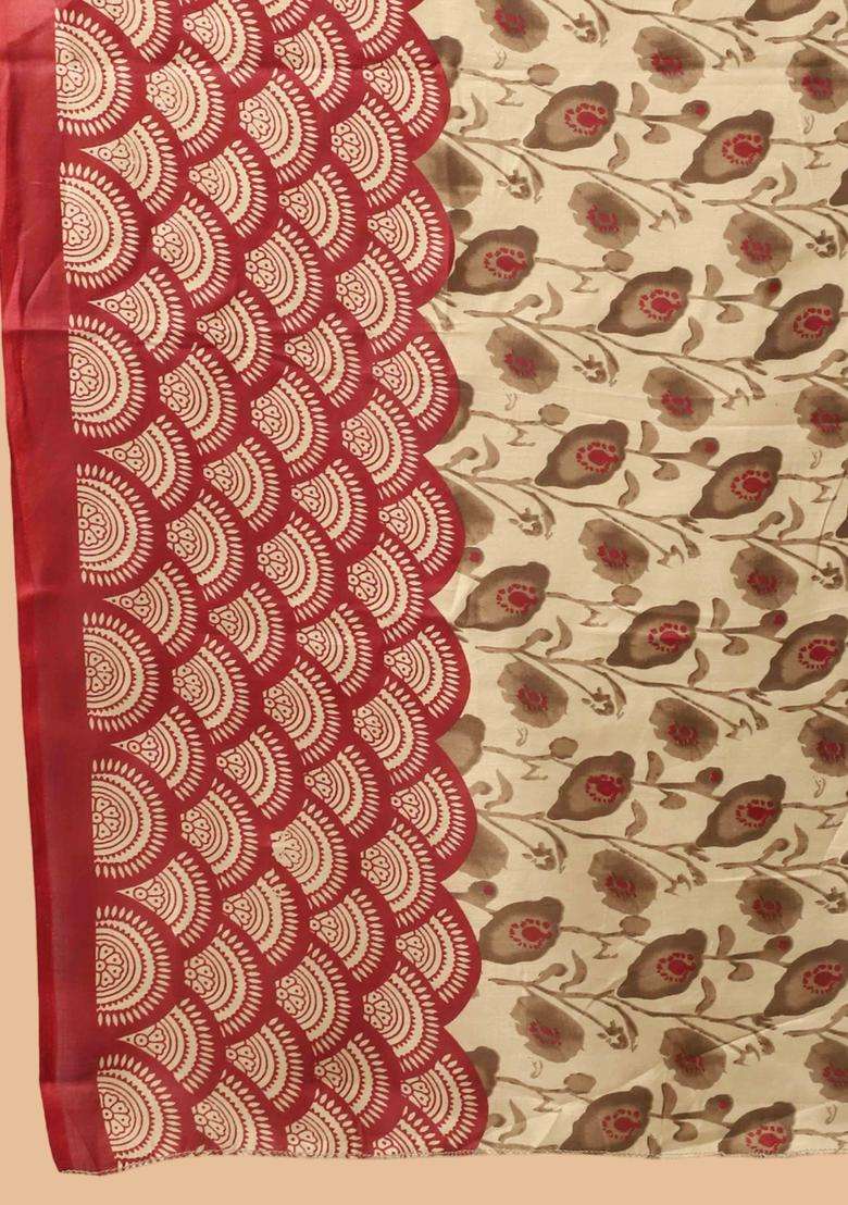 Maroon Printed Cotton Kurta Set - Indya