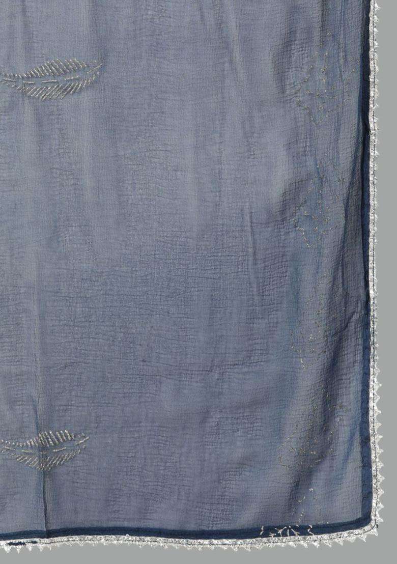 Navy Blue Printed Cotton Kurta Set - Indya