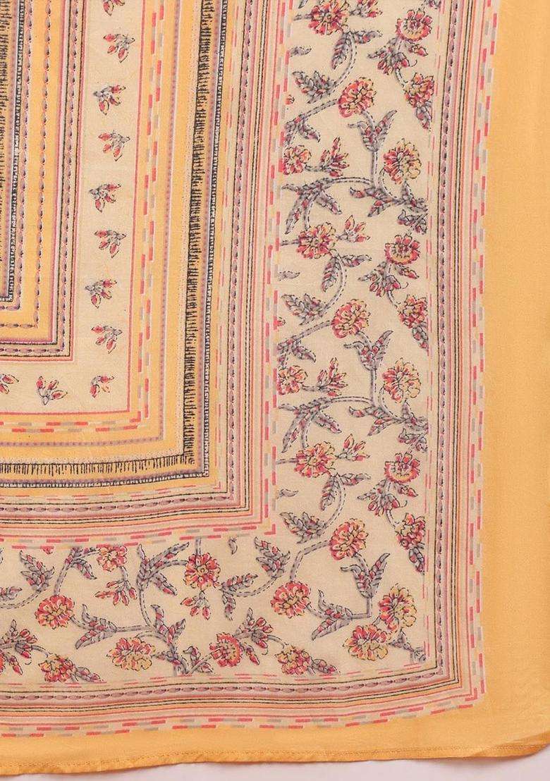 Yellow Printed Cotton Kurta Set - Indya