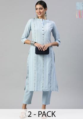 Black Printed Cotton Kurta Set