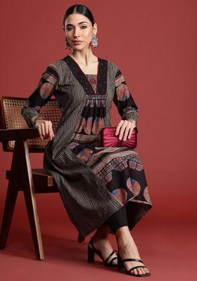 Multicolor Printed Cotton Kurta Set