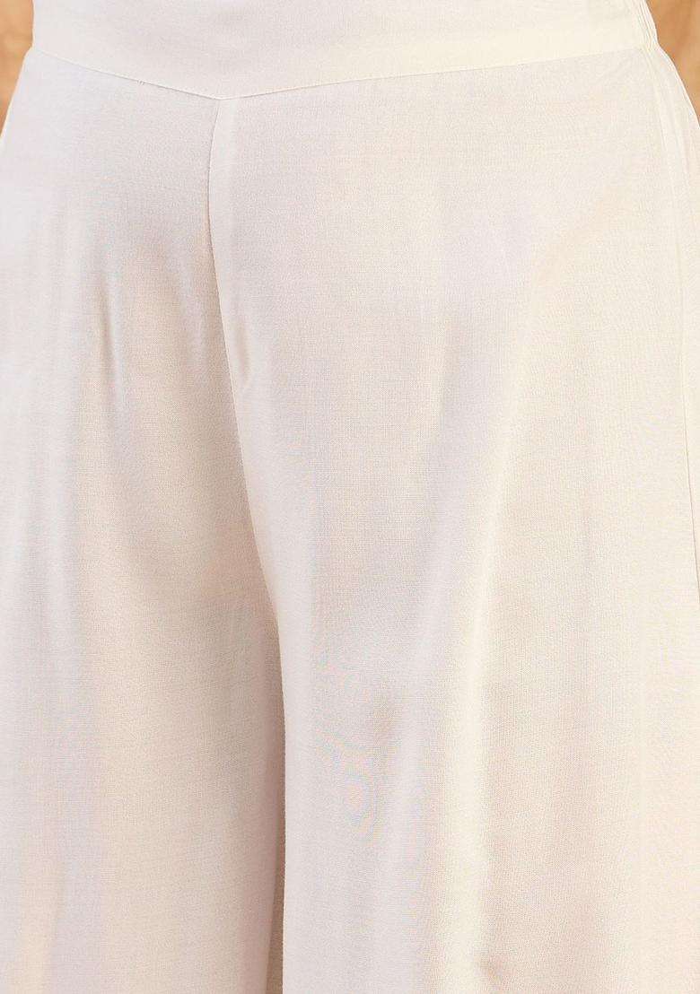 White Solid Viscose Kurta Set - Indya
