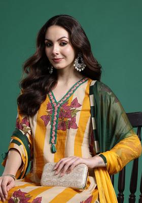 Multicolor Printed Cotton Kurta Set